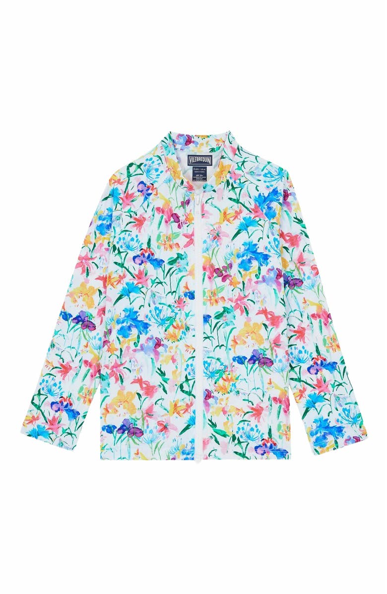Vilebrequin Kids' Happy Flowers Zipper Long Sleeves Rashguard, Main, color,
