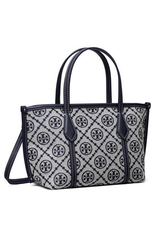Tory Burch Mini Perry T Monogram Jacquard Tote In Blue