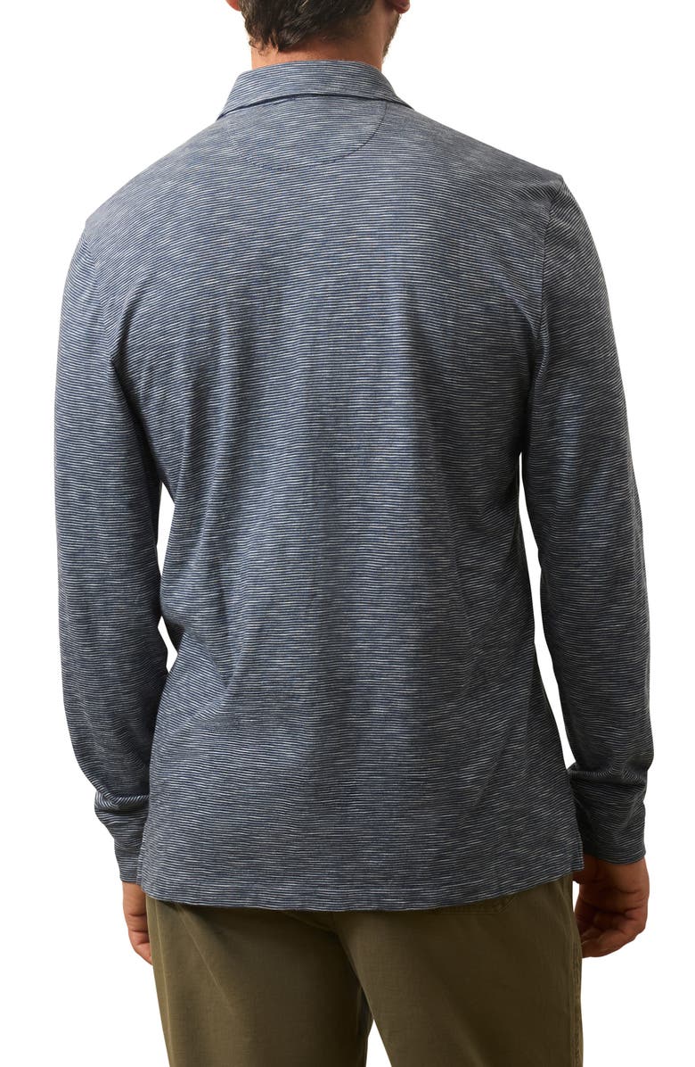 Faherty Sunwash Organic Cotton Long Sleeve Polo, Alternate, color, Midnight Flume Stripe