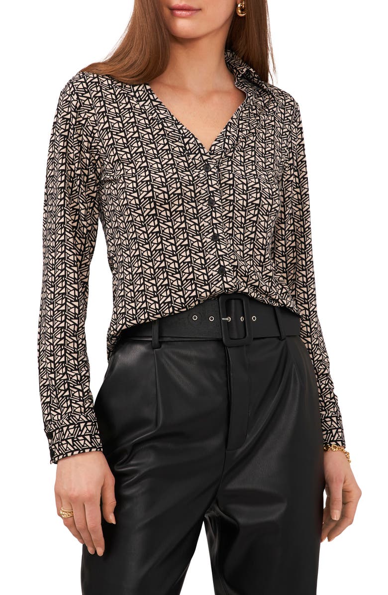 Vince Camuto Geo Print Crepe Blouse, Main, color,