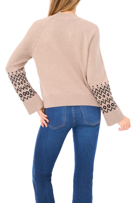 Halogenr Halogen(r) Fair Isle Accent Mock Neck Sweater In Neutral