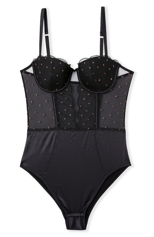 Etam Divine Embellished Underwire Bodysuit In Black