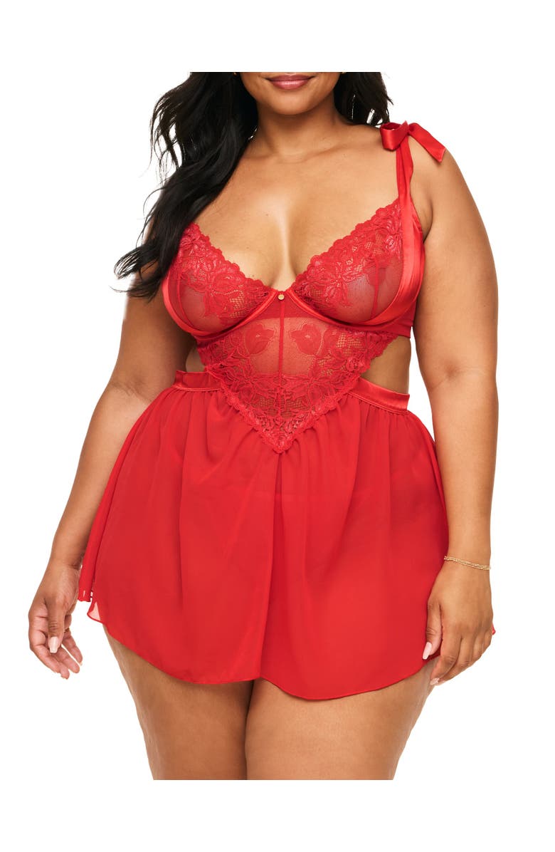 Adore Me Fantasia Babydoll Lingerie, Main, color, Dark Red