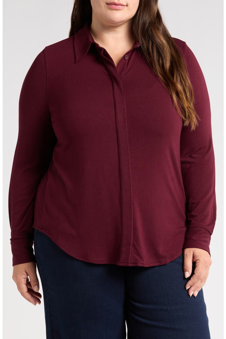 Elbe Button-Up Shirt, Main, color, BLACK CHERRY