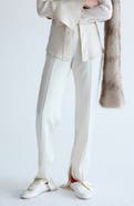 MANGO Side Slit Satin Straight Leg Pants