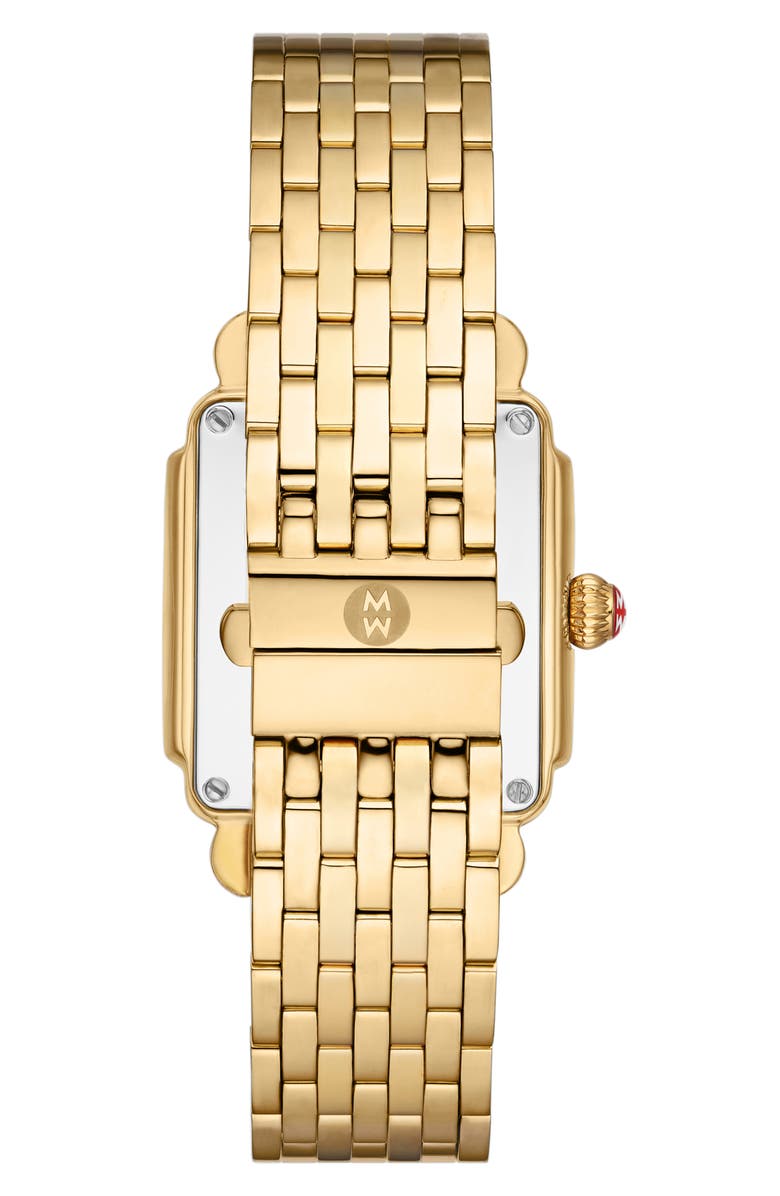 MICHELE Deco Mid Jubilee Limited Edition Diamond Pavé Chronograph Bracelet Watch, 29mm x 31mm, Alternate, color, Gold