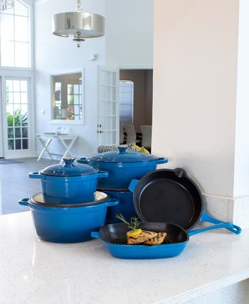 Neo Enamel Cast Iron Cookware 10-Piece Set - Blue