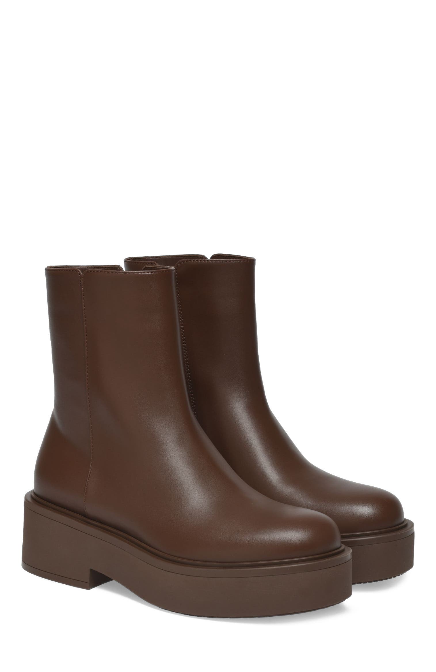 Hiro Bootie Biker, Alternate, color, Brown Leather