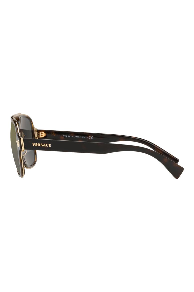 56mm Mirrored Aviator Sunglasses, Alternate, color, DARK HAVANA/ GREY GOLD MIRROR