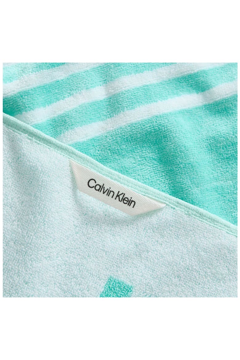 Pinstripe Logo Beach Towel, Alternate, color, WATER BALLET/WHITE