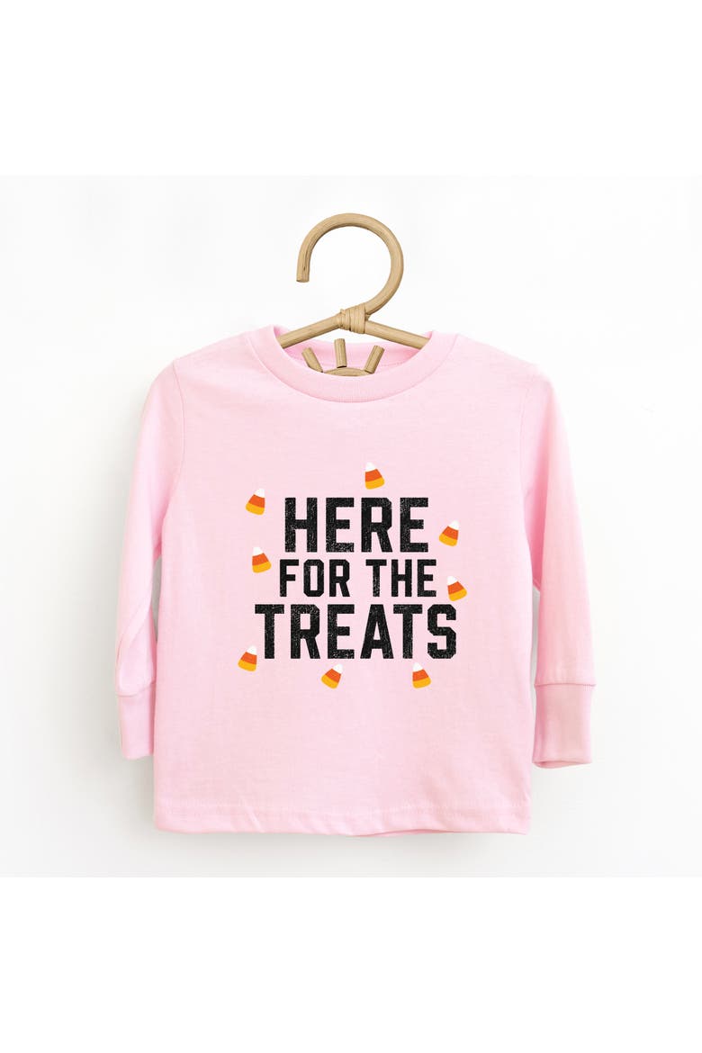 Here For The Treats Toddler Long Sleeve Graphic Tee, Alternate, color, Pink