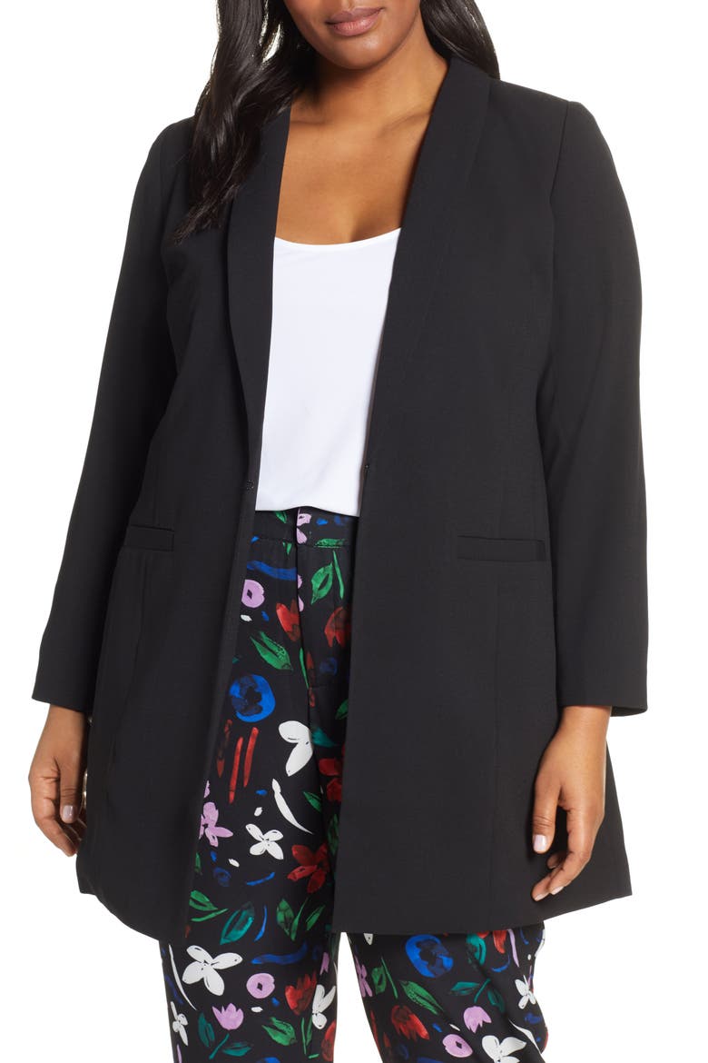Long Shawl Collar Blazer, Main, color, TOTALLY BLACK