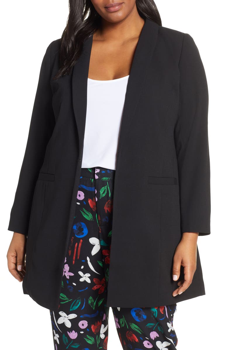 ELOQUII Long Shawl Collar Blazer, Main, color,