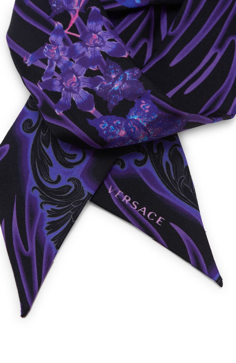 Versace Orchid Barocco Silk Twilly, Alternate, color, 
