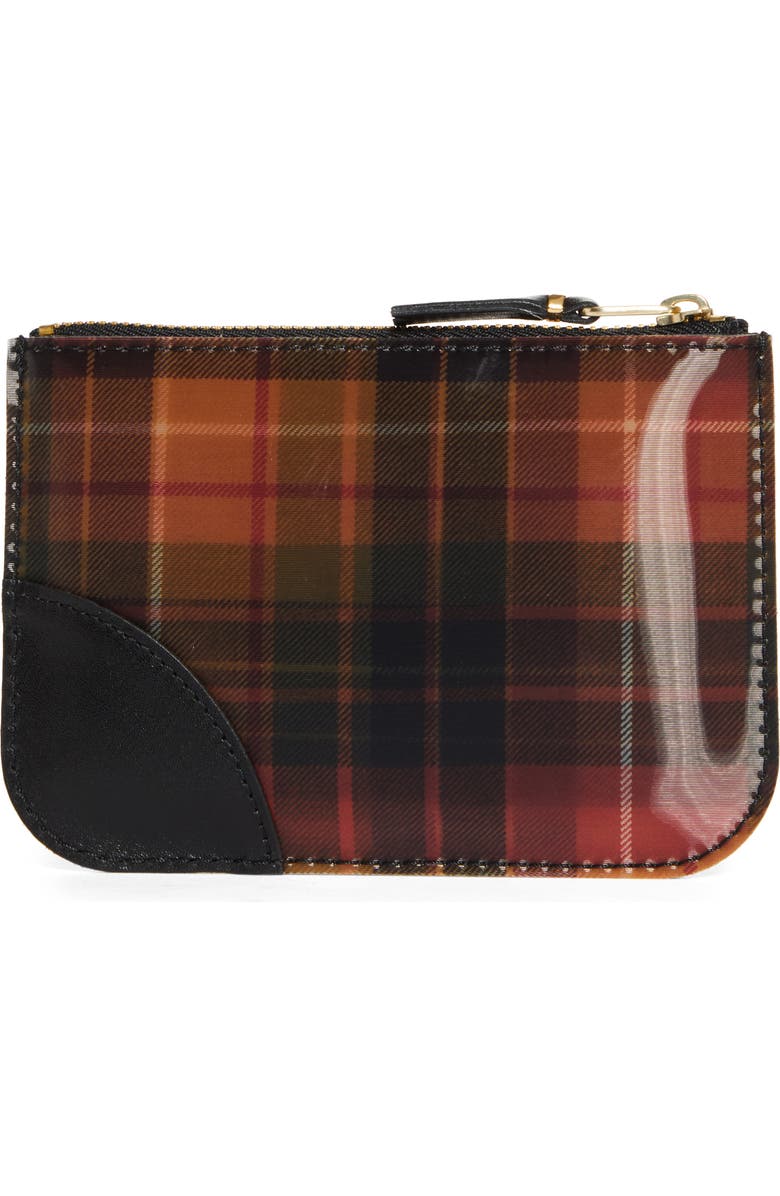 Comme des Garçons Wallets Small Tartan Leather Zip Pouch, Alternate, color,