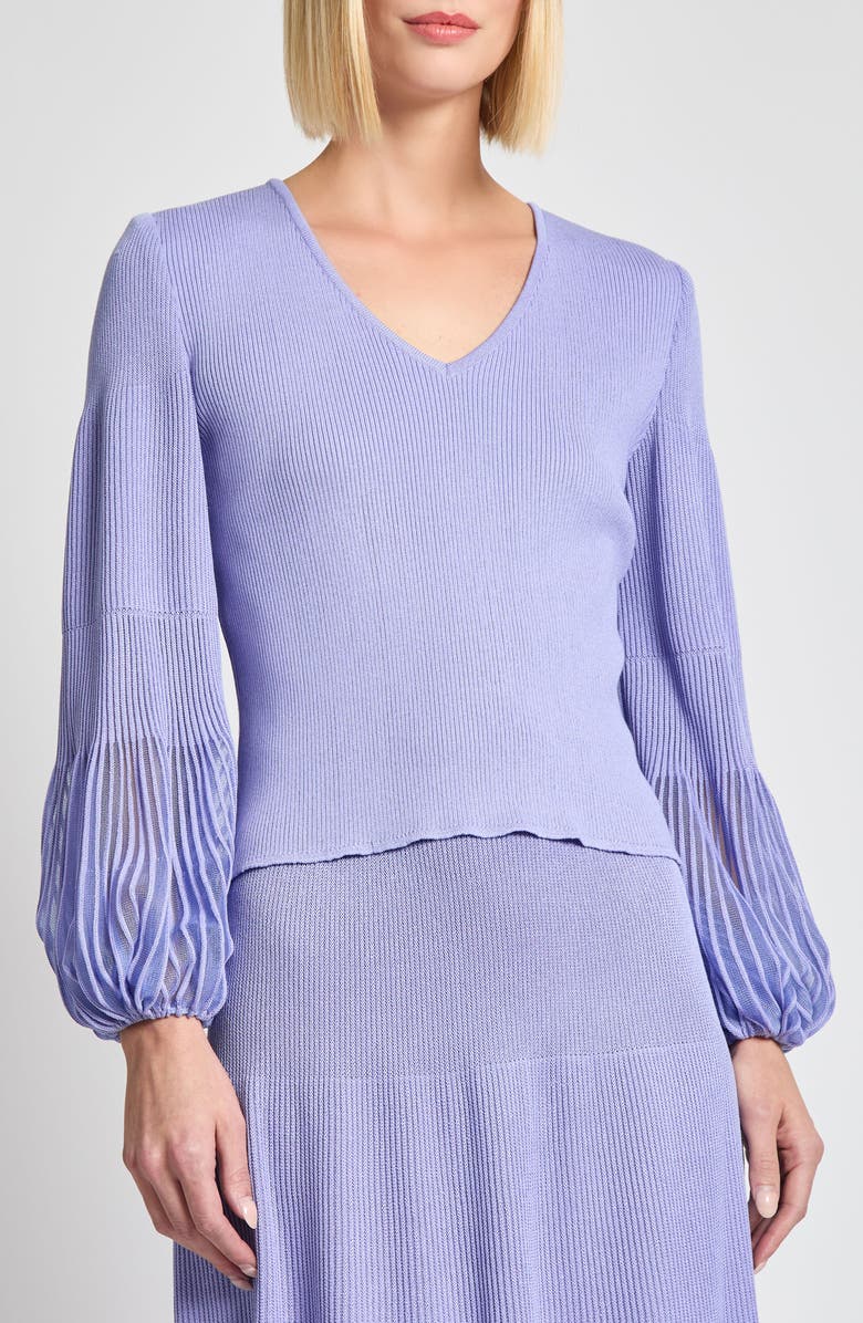 Misook Heritage Fit Sheer Sleeve Sweater, Main, color,