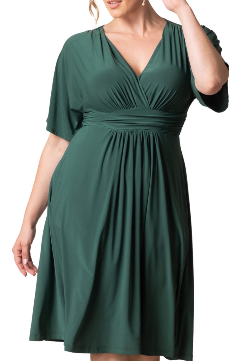 Gia Floral Midi Dress, Alternate, color, HUNTER GREEN