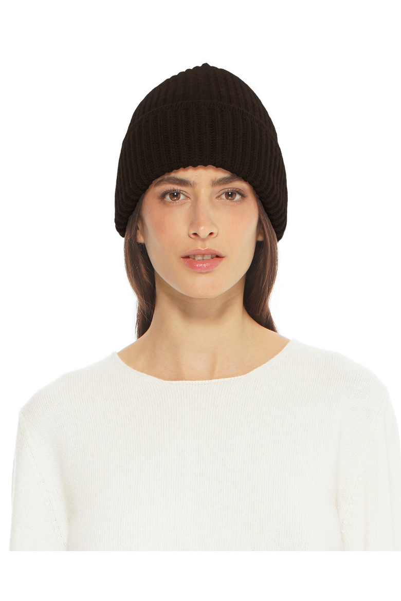 Pure Cashmere Ribbed Hat, Main, color, Coffee