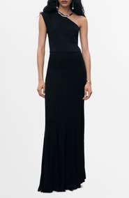 MANGO One-Shoulder Rib Maxi Dress