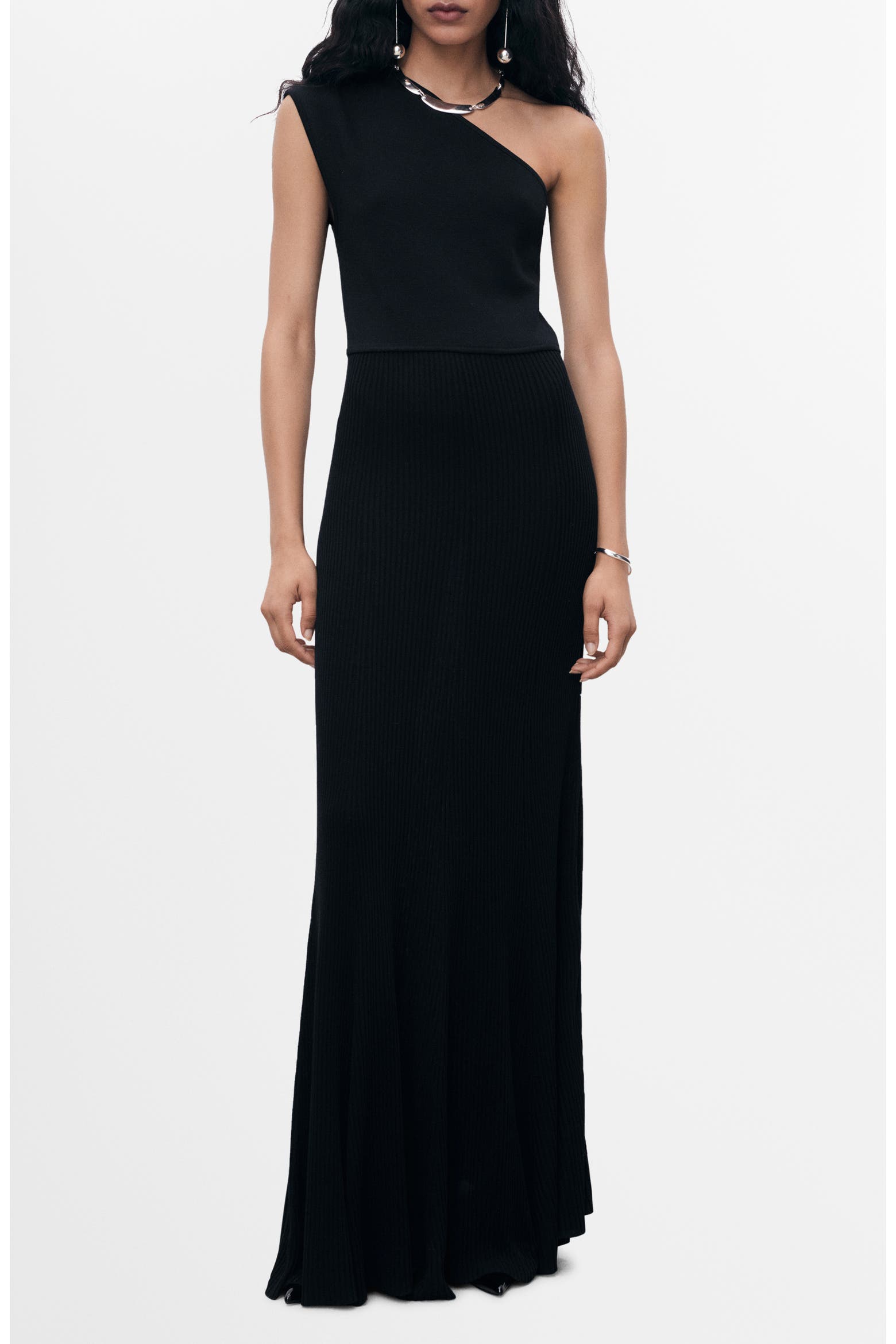 Mango Local One MANGO One-Shoulder Rib Maxi Dress (Women) | Nordstrom
