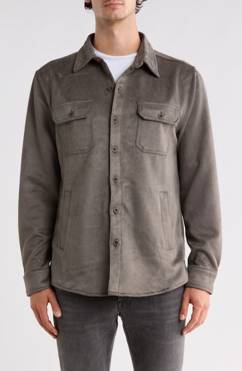 Faux Suede Shirt Jacket