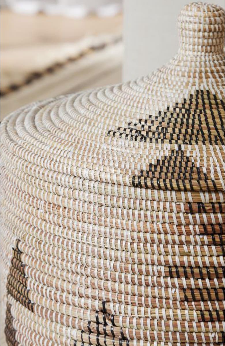 Mbare Dou Lid Storage Basket Graphic Print, Alternate, color, Black And White