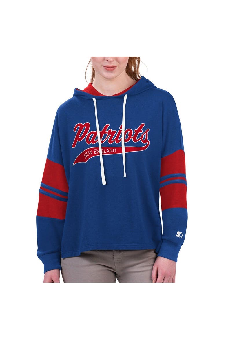 Women's Starter Royal New England Patriots Bump And Run Long Sleeve Hoodie T-Shirt, Main, color, Royal