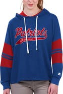 STARTER Women's Starter Royal New England Patriots Bump And Run Long Sleeve Hoodie T-Shirt