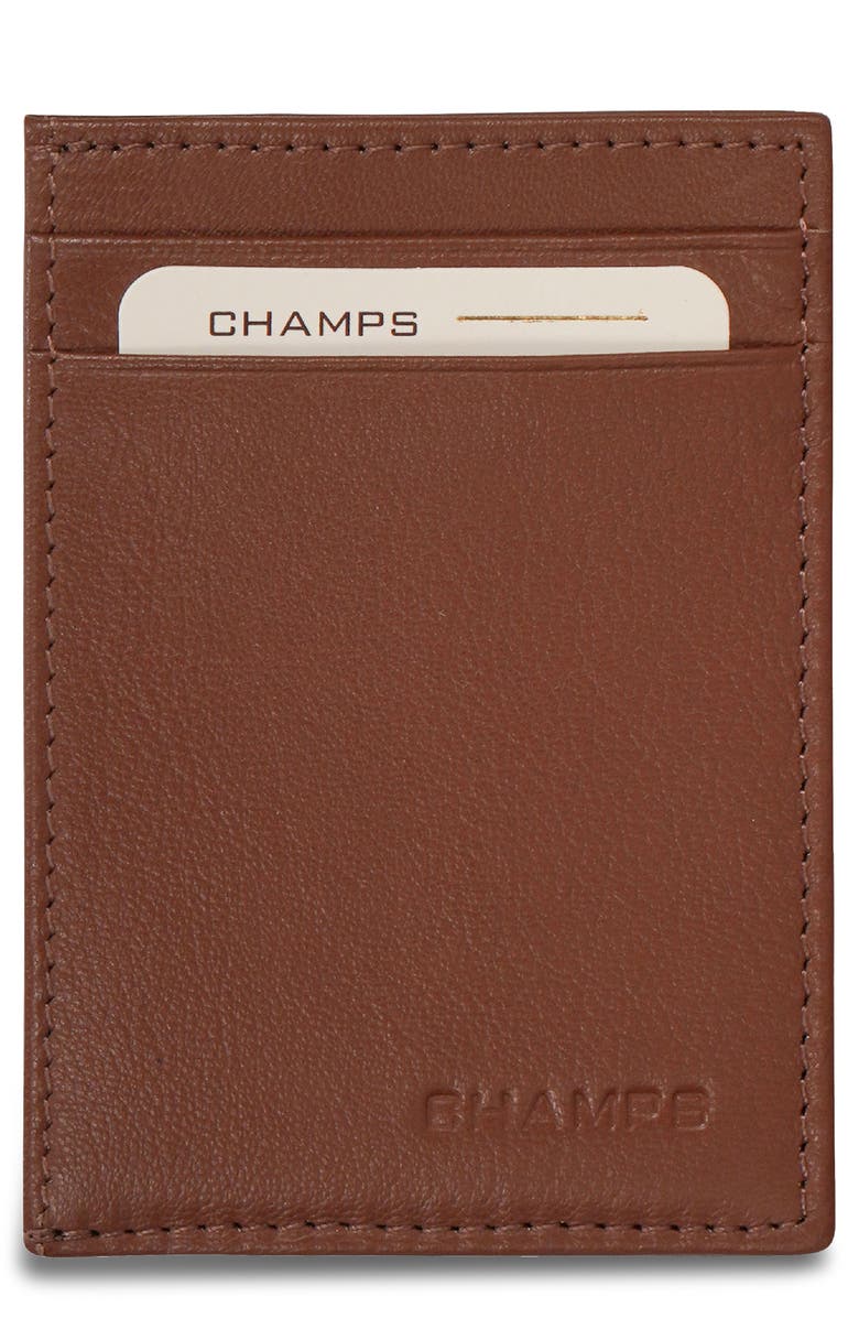 CHAMPS Onyx Leather RFID Hybrid Card Case, Main, color, Brown
