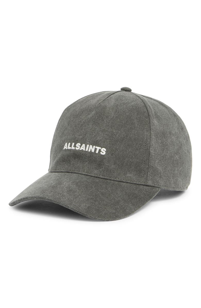 AllSaints Underground Washed Adjustable Baseball Cap, Main, color, Black