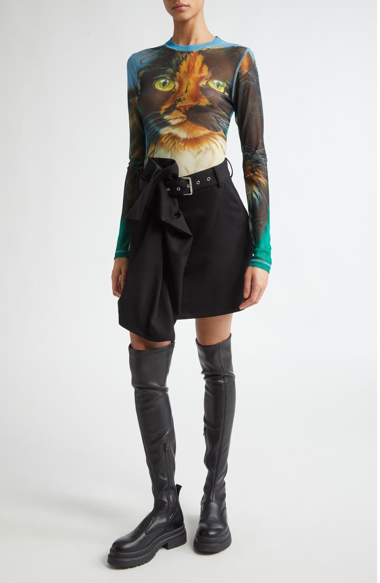 JW Anderson Digital Cat Long Sleeve Mesh Top, Alternate, color, 