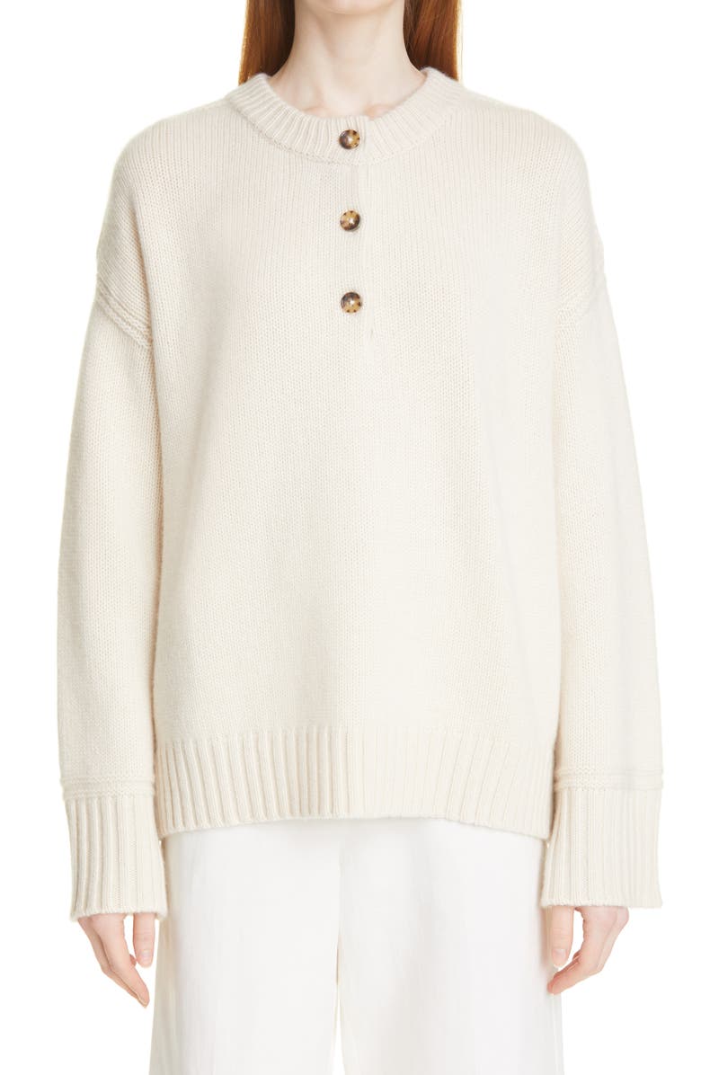 La Ligne Oversize Cashmere Henley Sweater, Main, color, 