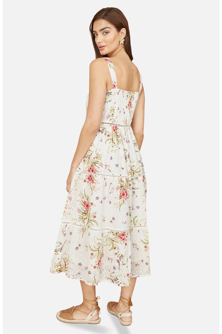Floral Broderie Anglaise Midi Sun Dress, Alternate, color, Ivory