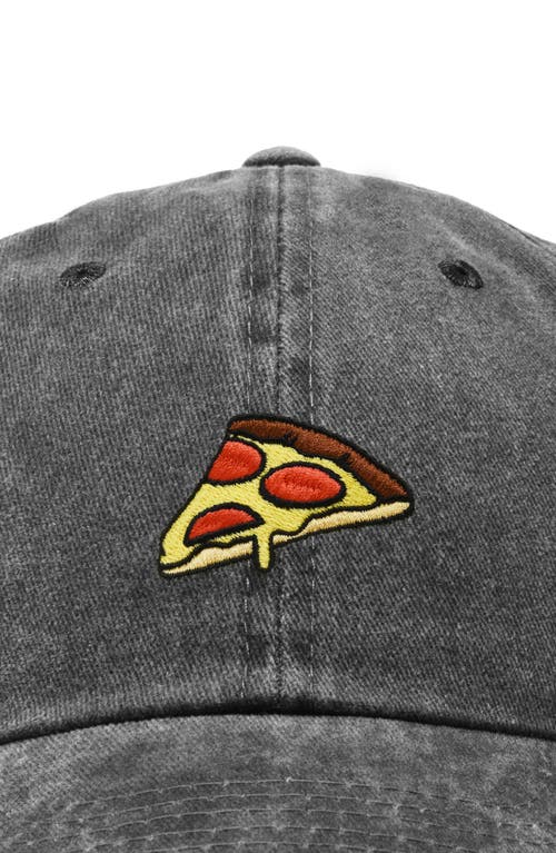 Dalix Pizza Slice Embroidered Dad Hat In Washed Black