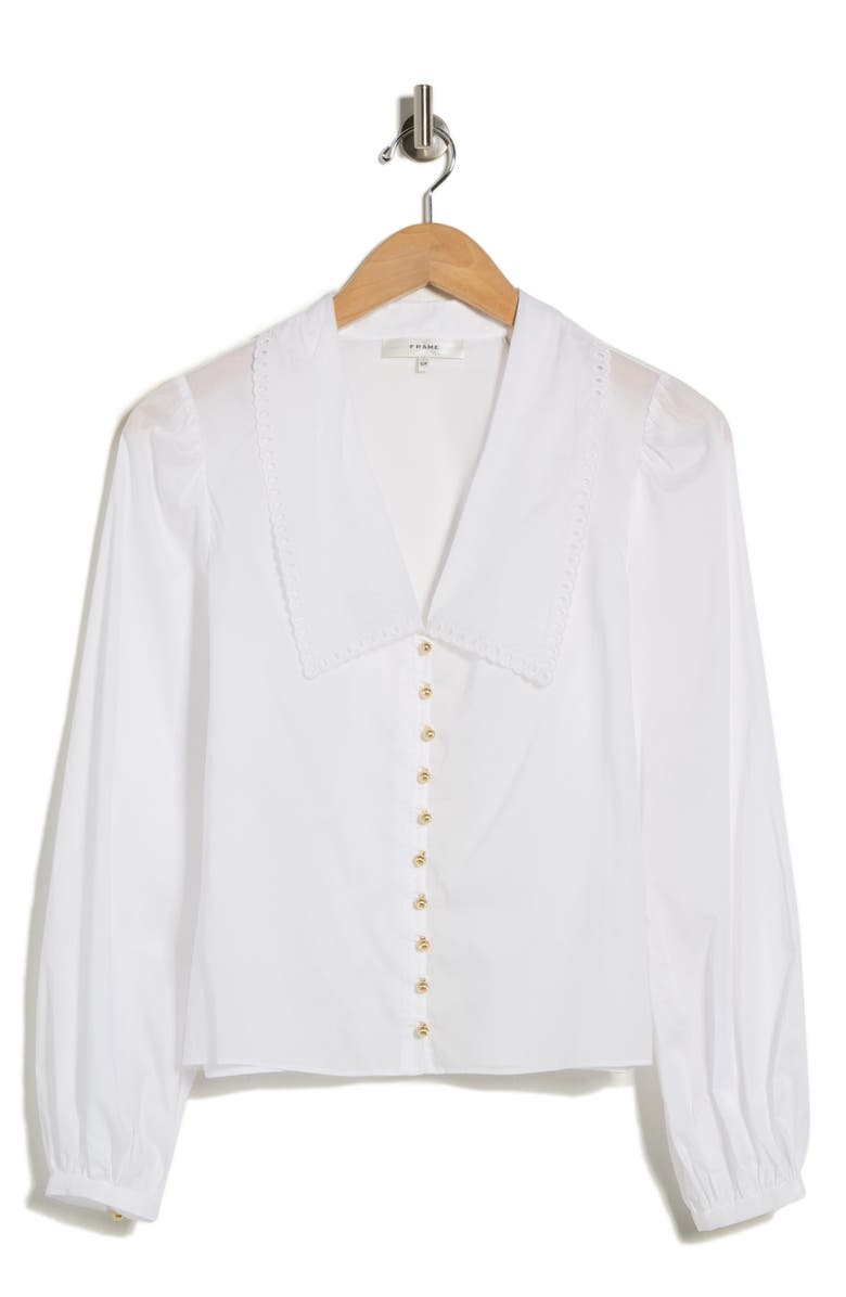 FRAME The Eyelet Sailor Long Sleeve Button-Up Shirt, Main, color, White
