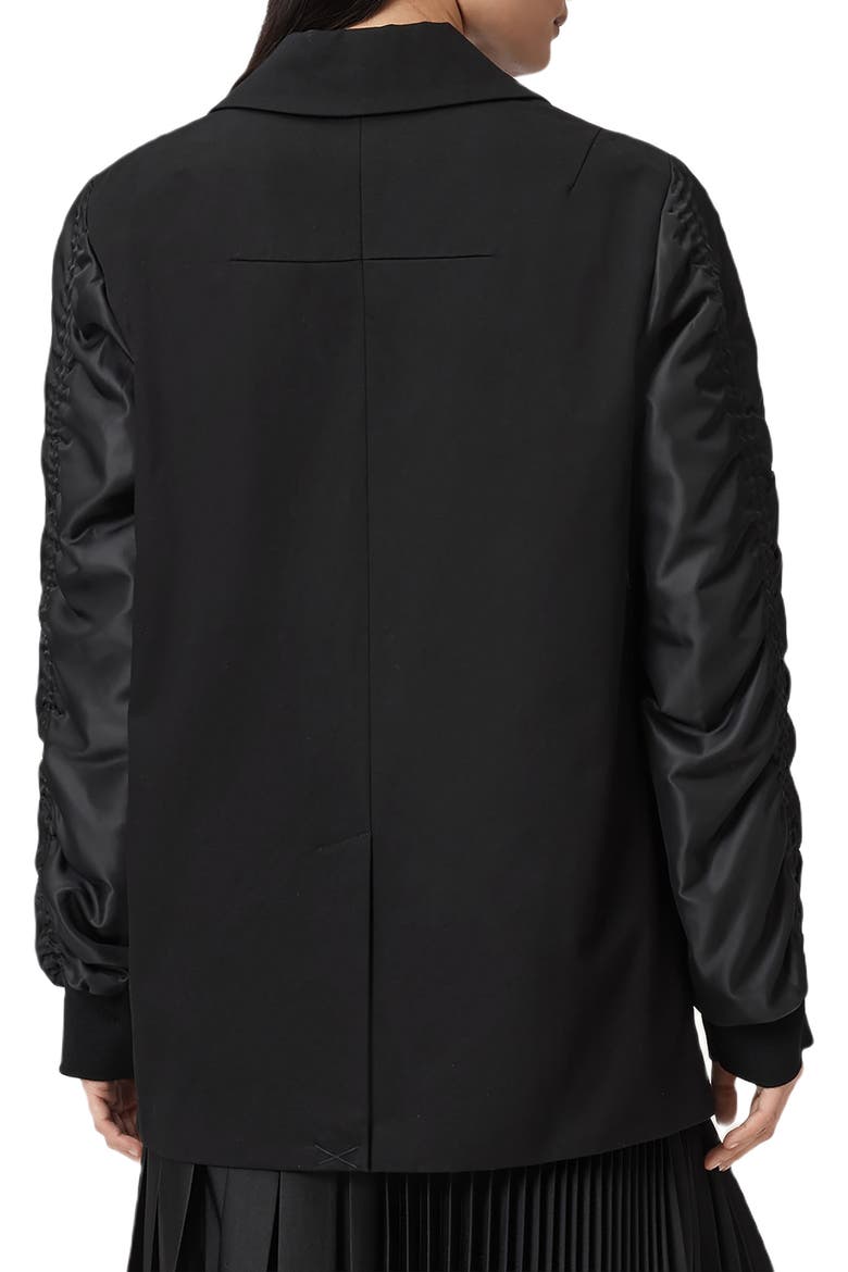 Lorna Ruched Sleeve Cotton Jacket, Alternate, color, BLACK