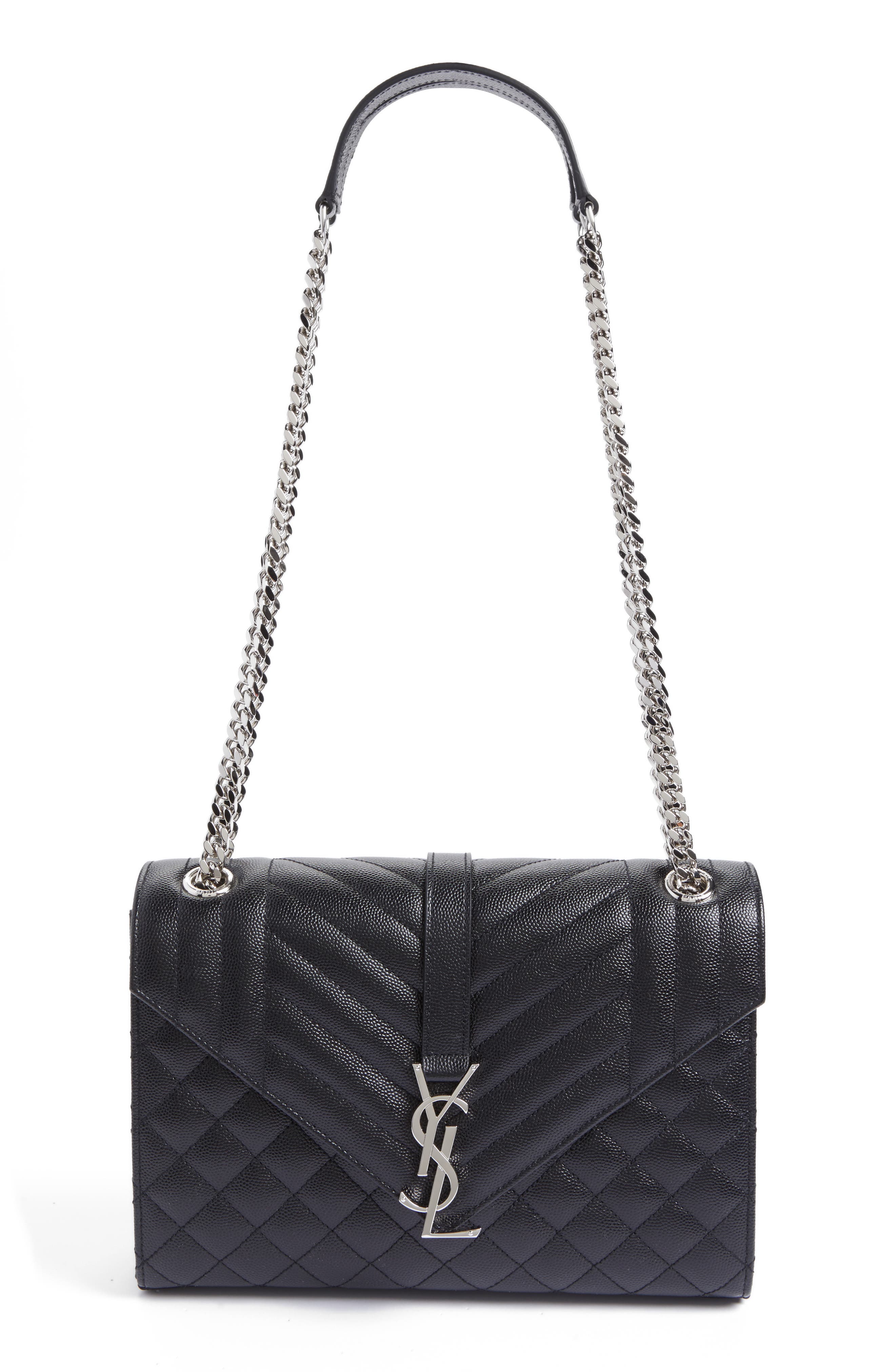 Saint Laurent Large Monogram Quilted Leather Shoulder Bag, Main, color, 