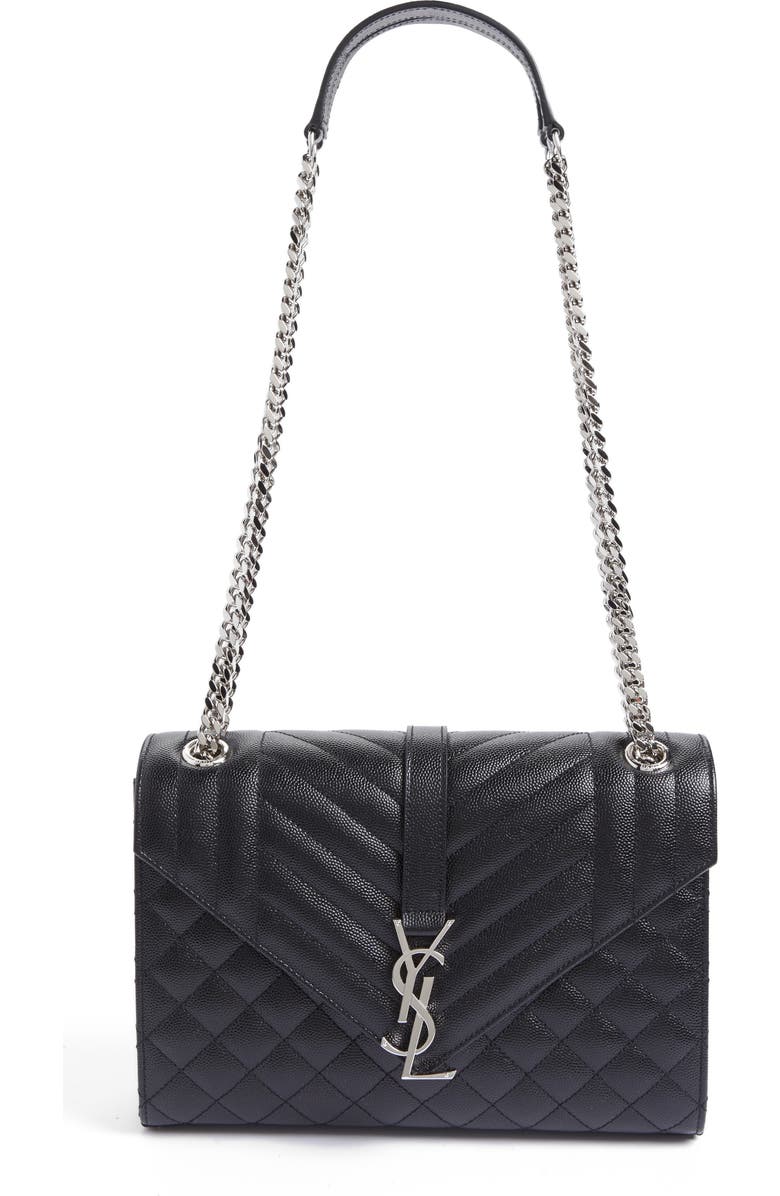 Saint Laurent Large Monogram Quilted Leather Shoulder Bag, Main, color,