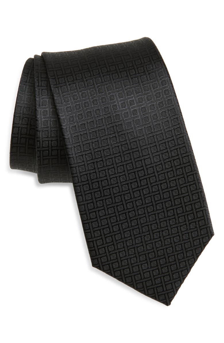 Duchamp Grid Silk Tie, Main, color, Black