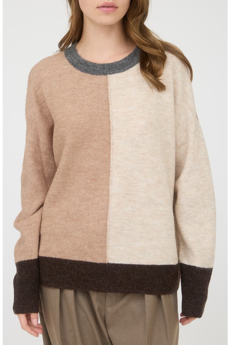 Two-Tone Sweater, Main, color, KHAKI MULTI
