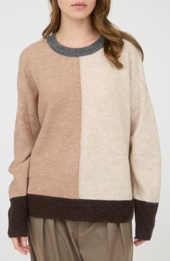 Blu Pepper Two-tone Sweater In Brown