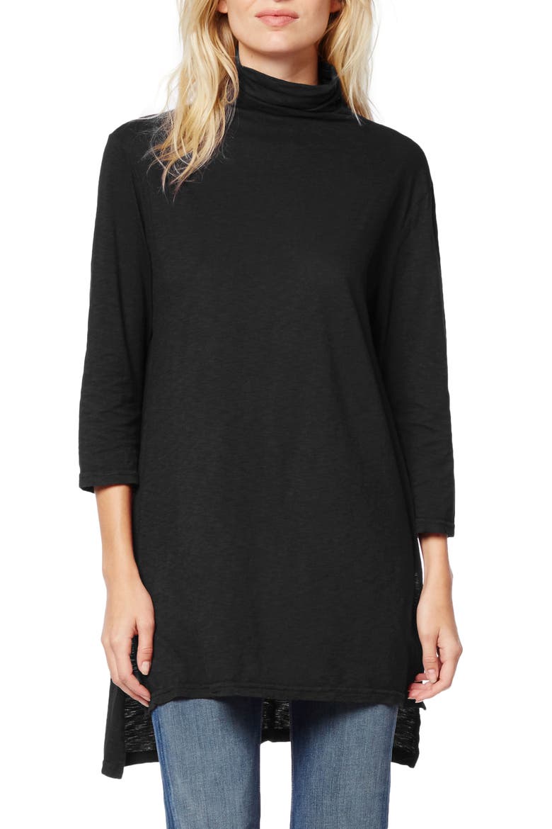Mock Neck Supima® Cotton Tunic, Main, color, BLACK