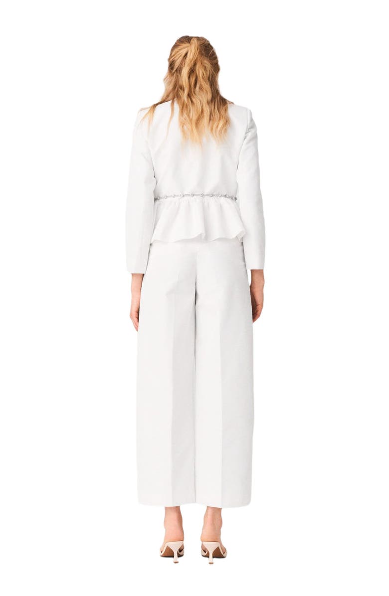 maje Cropped jacket with jewelled belt, Alternate, color, White