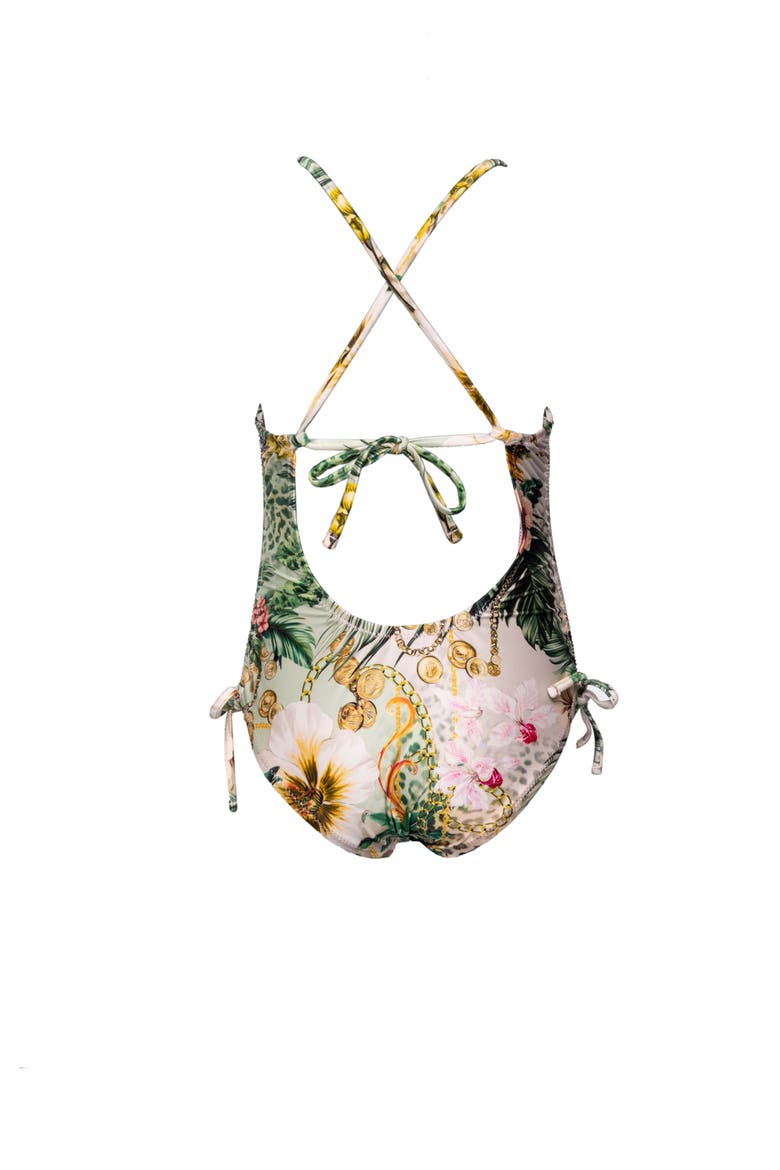 Jungle Treasure Criss Cross Back Adjustable One Piece Swimsuit, Alternate, color, Multi-Jungle