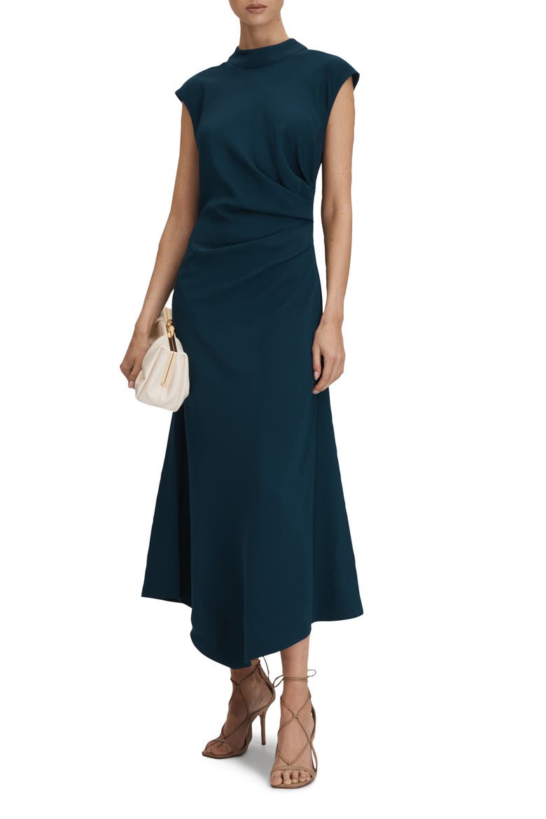 Jessa Side Ruched Asymmetric Dress, Main, color, TEAL