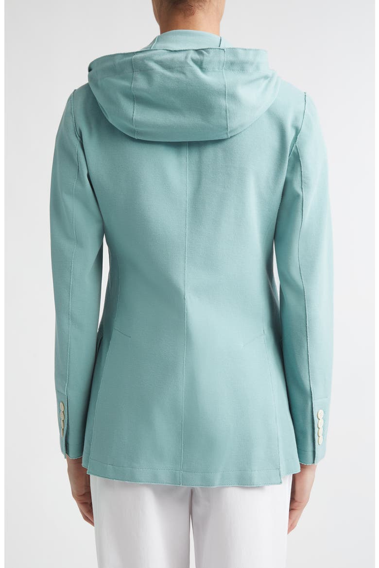 Laser Cut Cotton Blend Knit Jacket with Hooded Zip Inset, Alternate, color, 175 JADE