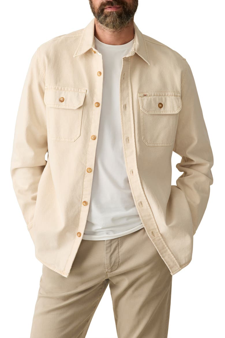Sunwashed Stretch Canvas Button-Up Shirt Jacket, Main, color, SEA SALT