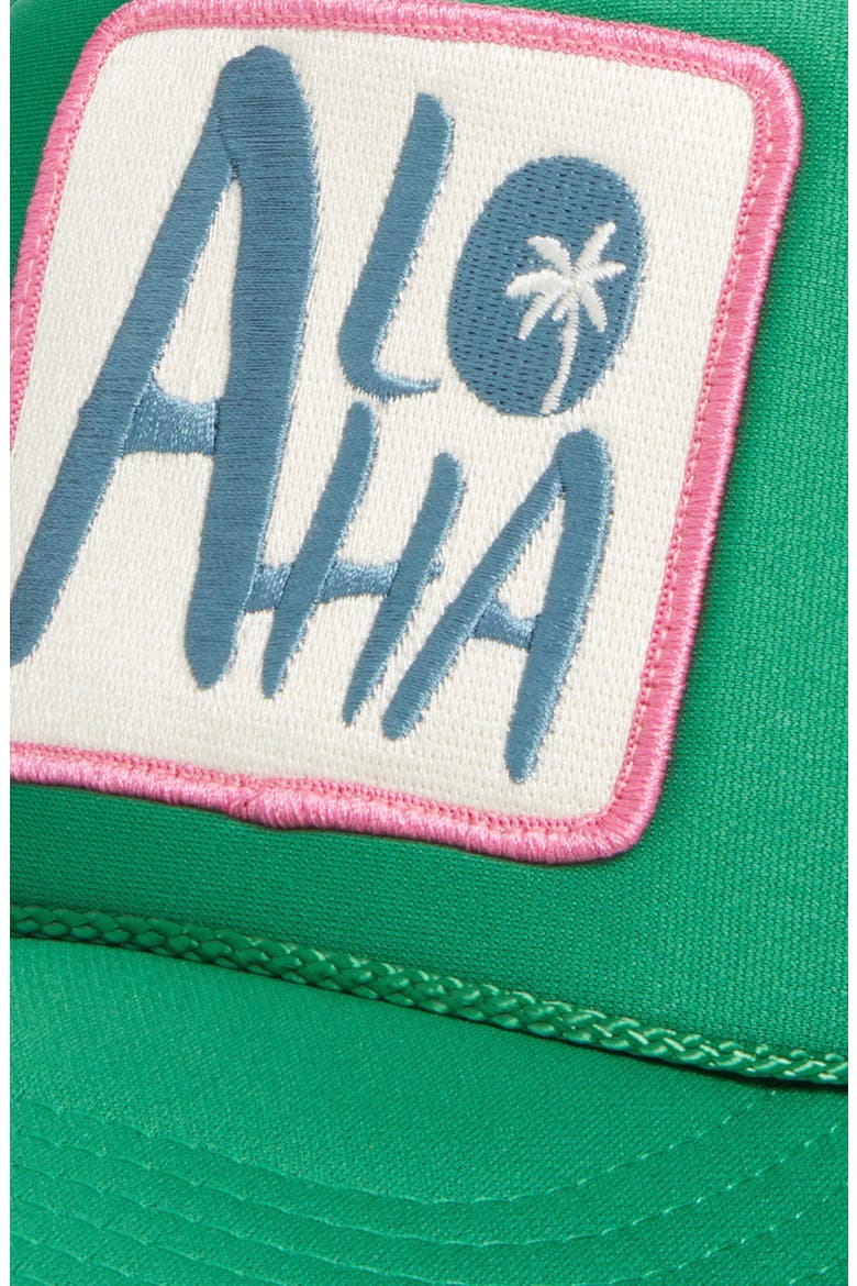 Aloha Patch Trucker Hat, Alternate, color, GREEN