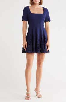 Milly Joy Short Sleeve Lace Godet Minidress
