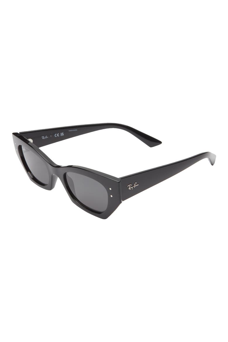 Zena 52mm Geometric Sunglasses, Alternate, color, BLACK / BLACK